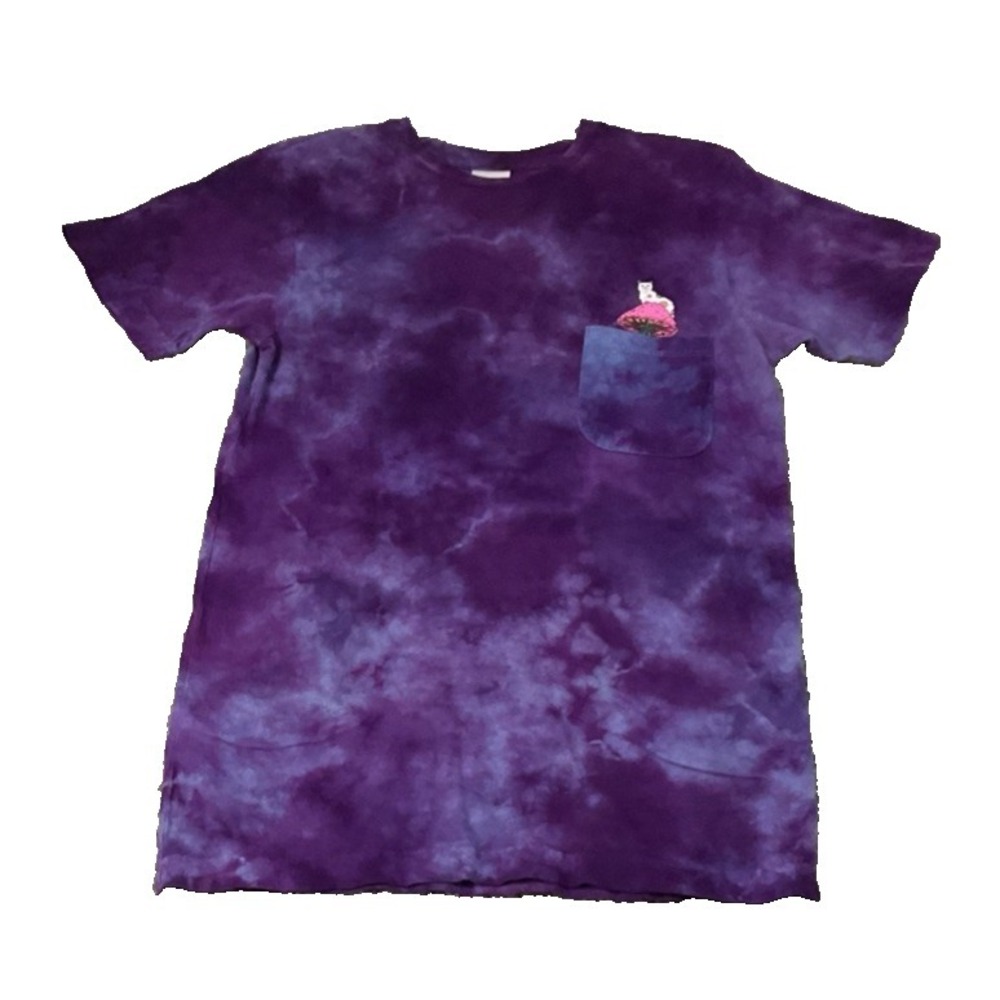 Ripndip Mens Purple TieDye Mushroom Lord Nermal Pocket Graphic T-Shirt Mens Sz S